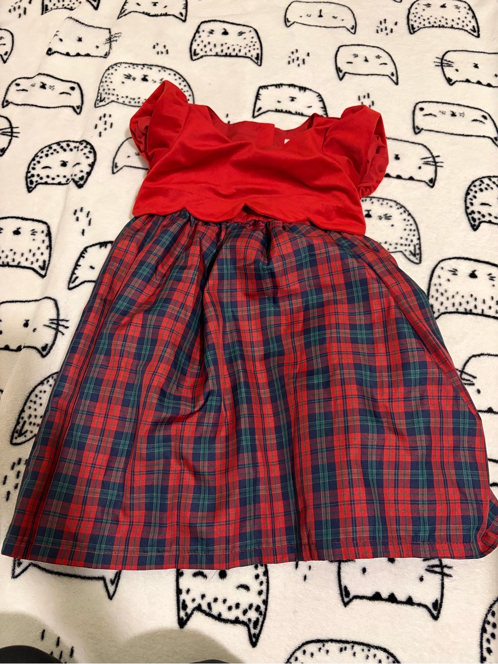 Catherine Malandrino Red Bodice with Red & Green Plaid Skirt